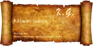 Kálmán Gyula névjegykártya